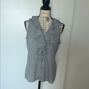 Karl Lagerfeld Navy Pinstripe Blouse